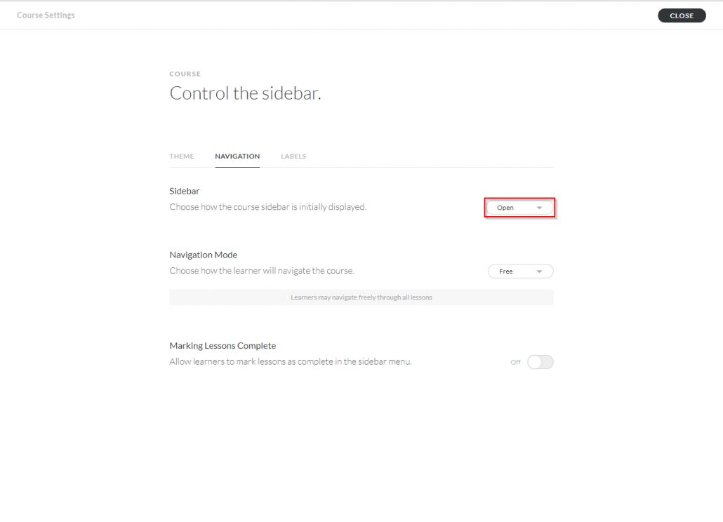 No Sidebar Feature In Articulate RISE To Disable Sidebar