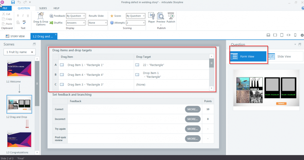 Custom Drag and Drop Interactivity using Variables in Storyline 360