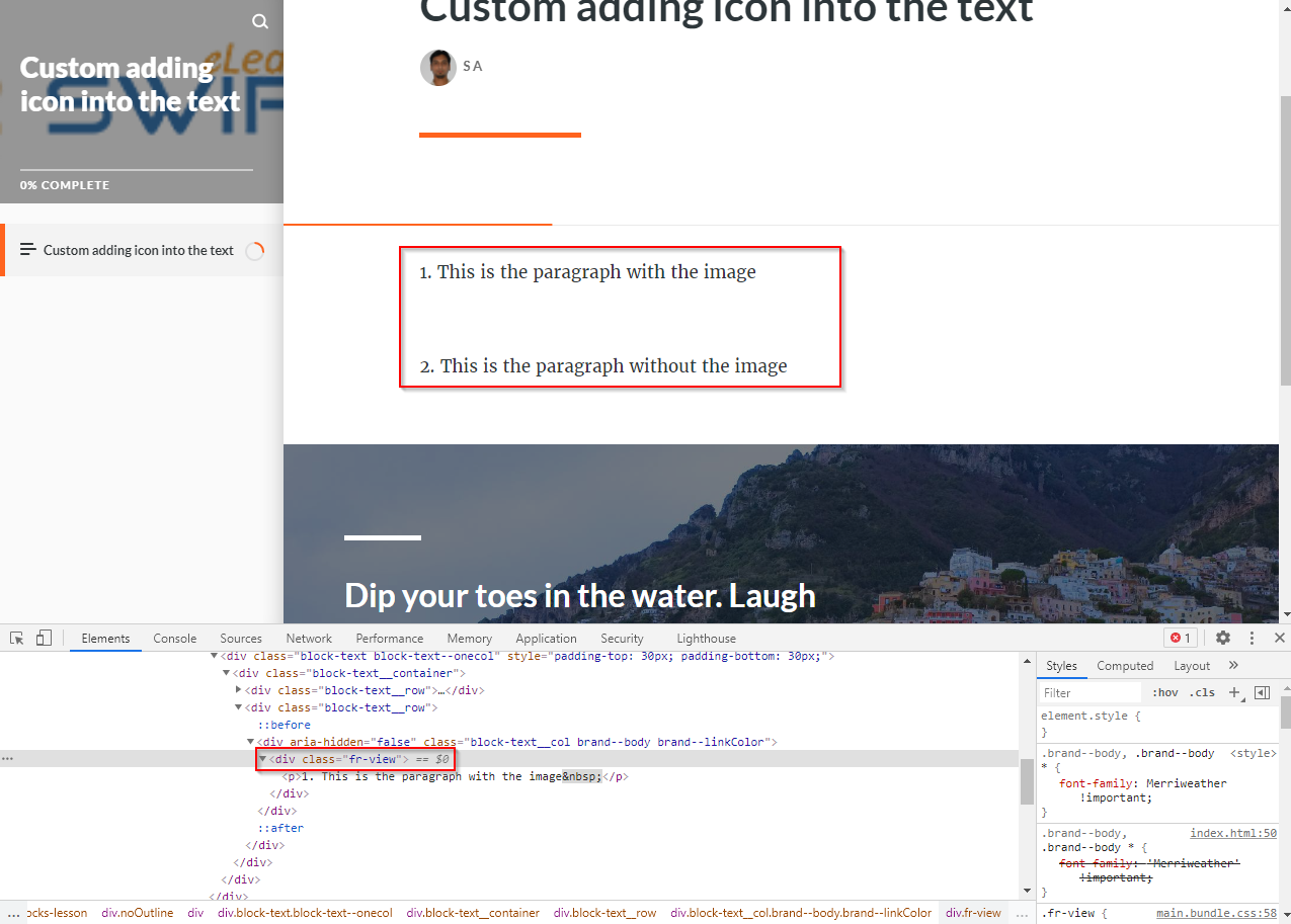 adding custom image into the text - articulate rise 08